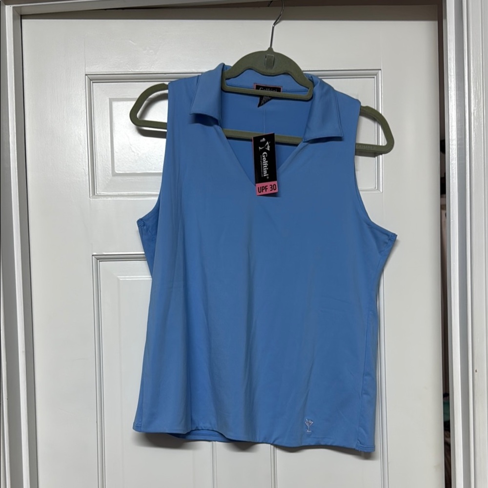 NWT Golftini Blue Sleeveless Polo Tank Top